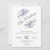Invitation Mariage floral pourpre (Devant)