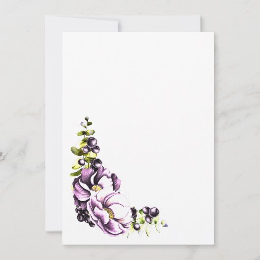 Invitation Mariage floral pourpre (Dos)