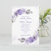 Invitation Mariage floral pourpre (Debout devant)