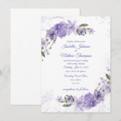 Invitation Mariage floral pourpre (Devant / Derrière)