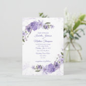 Invitation Mariage floral pourpre (Debout devant)