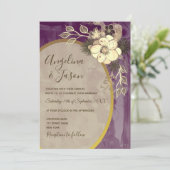 Invitation Mariage floral pourpre (Debout devant)