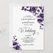 Invitation Mariage floral pourpre (Devant)