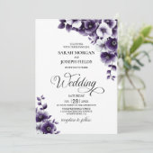 Invitation Mariage floral pourpre (Debout devant)