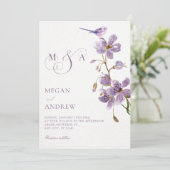 Invitation Mariage floral pourpre (Debout devant)