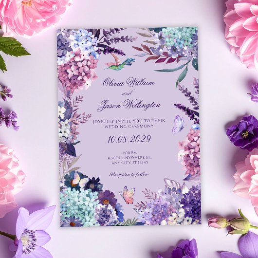 Invitation Mariage floral pourpre