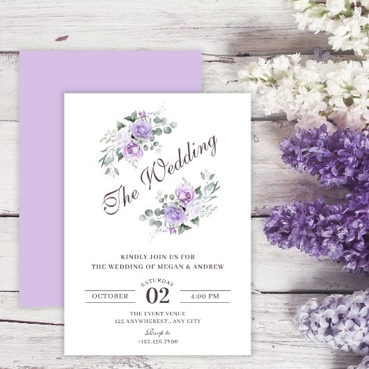 Invitation Mariage floral pourpre
