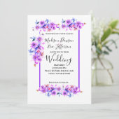 Invitation Mariage floral pourpre (Debout devant)