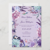 Invitation Mariage floral pourpre (Devant)