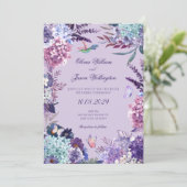 Invitation Mariage floral pourpre (Debout devant)
