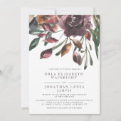 Invitation Mariage floral pourpre d'automne (Devant)