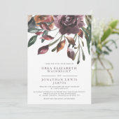 Invitation Mariage floral pourpre d'automne (Debout devant)