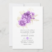 Invitation Mariage floral pourpre et ivoire (Devant)