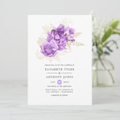 Invitation Mariage floral pourpre et ivoire (Debout devant)