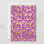 Invitation Mariage floral pourpre et or royal (Dos)