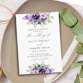 Invitation Mariage floral pourpre et vert