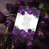 Invitation Mariage floral pourpre et vert QR Code Rsvp