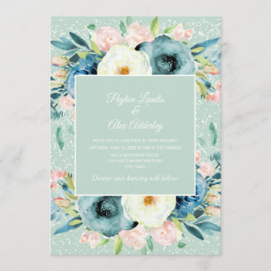 Invitation Mariage floral poussière d'étoiles crème ivoire ro