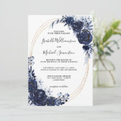 Invitation Mariage Floral Poussiéreux Bleu Rustique (Debout devant)