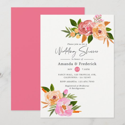 Invitation Mariage Floral Printanier (Devant / Derrière)