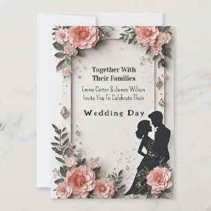 Invitation 🌹 Mariage Floral Printanier avec Couple 💐