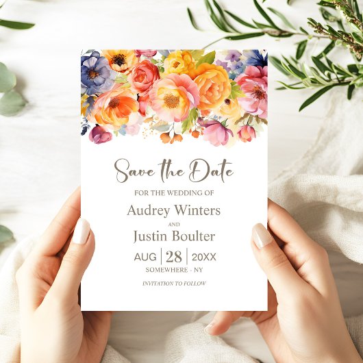 Invitation Mariage floral printanier dynamique Enregistrer la