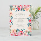 Invitation Mariage Floral Printanier en Ivoire et Rose Peach (Debout devant)