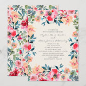 Invitation Mariage Floral Printanier en Ivoire et Rose Peach (Devant / Derrière)