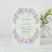 Invitation Mariage Floral Pristine Vert Menthe (Debout devant)