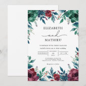 Invitation Mariage floral profond (Devant / Derrière)