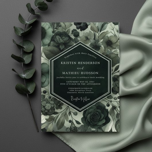Invitation Mariage Floral Profond et Sombre