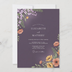 Invitation Mariage Floral Profond Pêche Abricot