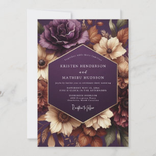 Invitation Mariage Floral Prune Maussade