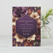 Invitation Mariage Floral Prune Maussade (Debout devant)