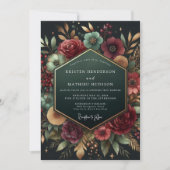 Invitation Mariage Floral Prune Profond Opulent (Devant)