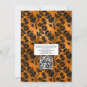 Invitation Mariage Floral QR Code Halloween noir et orange (Dos)
