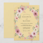 Invitation Mariage Floral Radiant Jaune (Devant / Derrière)