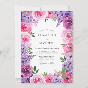 Invitation Mariage Floral Radiant Lavande Rose