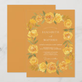 Invitation Mariage Floral Radiant Moutarde (Devant / Derrière)