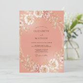 Invitation Mariage Floral Radiant Pêche (Debout devant)