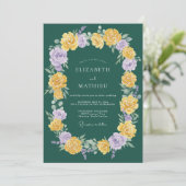 Invitation Mariage Floral Radiant Vert Forêt (Debout devant)