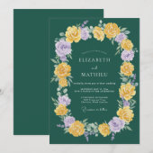 Invitation Mariage Floral Radiant Vert Forêt (Devant / Derrière)