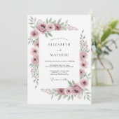 Invitation Mariage Floral Raffiné Mauve (Debout devant)