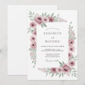 Invitation Mariage Floral Raffiné Mauve (Devant / Derrière)