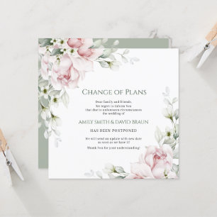 Invitation Mariage Floral Reporté Changement de Plans