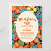 Invitation Mariage Floral Rétro Bohème des Années Soixante-di (Devant)