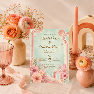 Invitation Mariage Floral Rétro Fantaisiste