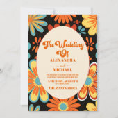Invitation Mariage Floral Rétro Groovy (Devant)