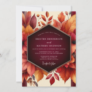 Invitation Mariage Floral Romance Automne Bourgogne