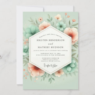 Invitation Mariage Floral Romance Caprice Menthe